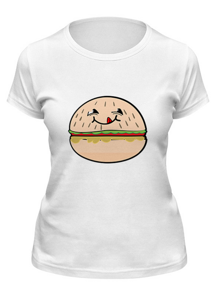 Заказать женскую футболку в Москве. Футболка классическая Гамбургер от ZVER  - готовые дизайны и нанесение принтов.
