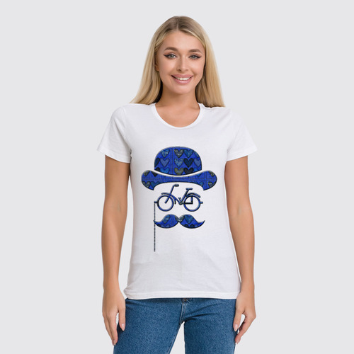 Заказать женскую футболку в Москве. Футболка классическая Влюбленный велосипедист от Pinky-Winky - готовые дизайны и нанесение принтов.
