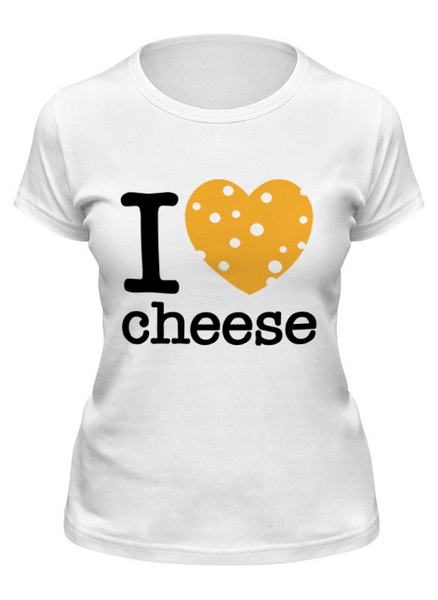 Заказать женскую футболку в Москве. Футболка классическая Я люблю сыр от Amerikanka - готовые дизайны и нанесение принтов.