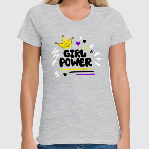 Заказать женскую футболку в Москве. Футболка классическая Girl power от skynatural - готовые дизайны и нанесение принтов.