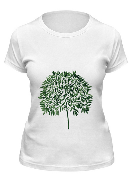 Заказать женскую футболку в Москве. Футболка классическая оливковое дерево от okonit - готовые дизайны и нанесение принтов.