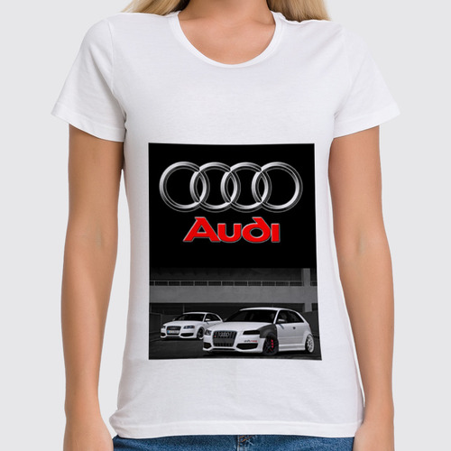 Заказать женскую футболку в Москве. Футболка классическая Audi Sport от autostal@mail.ru - готовые дизайны и нанесение принтов.