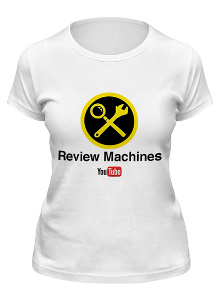 Заказать женскую футболку в Москве. Футболка классическая Review machines от reviewmachines@mail.ru - готовые дизайны и нанесение принтов.