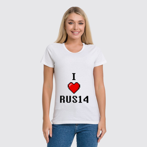 Заказать женскую футболку в Москве. Футболка классическая I Love RUS14  от Руслан Римович - готовые дизайны и нанесение принтов.