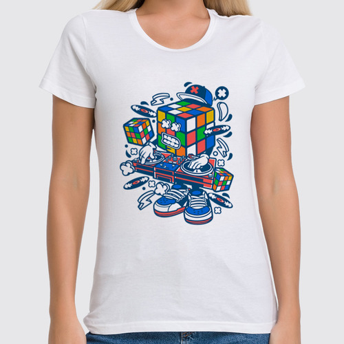Заказать женскую футболку в Москве. Футболка классическая Кубик Рубика от balden - готовые дизайны и нанесение принтов.