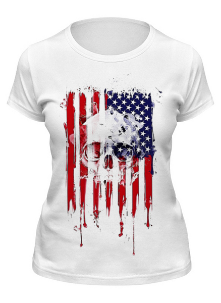 Заказать женскую футболку в Москве. Футболка классическая Американский череп от ksusalvation - готовые дизайны и нанесение принтов.