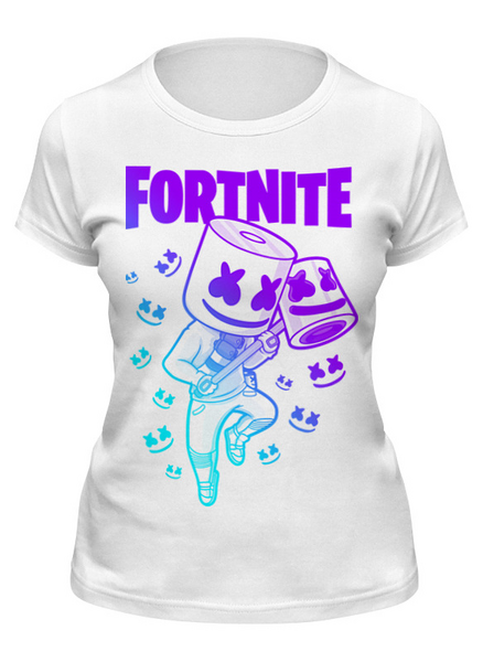 Заказать женскую футболку в Москве. Футболка классическая MARSHMELLO FORTNITE от geekbox - готовые дизайны и нанесение принтов.