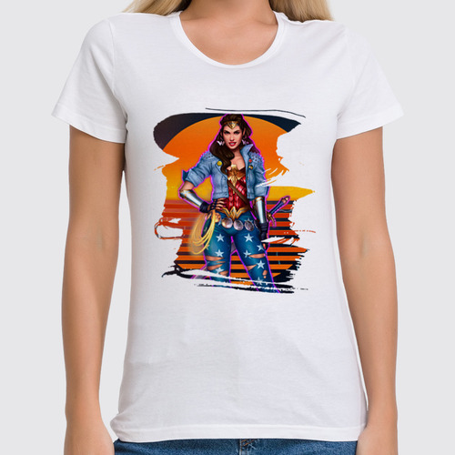 Заказать женскую футболку в Москве. Футболка классическая Чудо-женщина / Wonder Woman от Jimmy Flash - готовые дизайны и нанесение принтов.