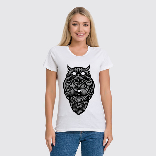 Заказать женскую футболку в Москве. Футболка классическая Сова (Owl) от trugift - готовые дизайны и нанесение принтов.