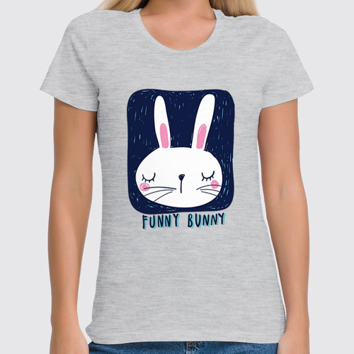 Заказать женскую футболку в Москве. Футболка классическая Funny Bunny от skynatural - готовые дизайны и нанесение принтов.