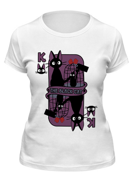 Заказать женскую футболку в Москве. Футболка классическая Чёрный кот от hideo_kojima - готовые дизайны и нанесение принтов.