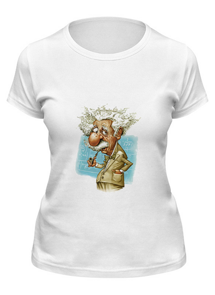 Заказать женскую футболку в Москве. Футболка классическая Эйнштейн от Виктор Гришин - готовые дизайны и нанесение принтов.