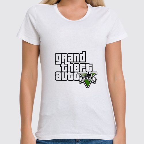 Заказать женскую футболку в Москве. Футболка классическая Grand Theft Auto V от YellowCloverShop - готовые дизайны и нанесение принтов.