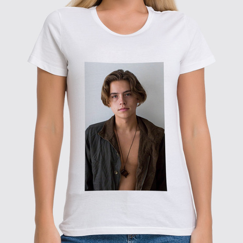 Заказать женскую футболку в Москве. Футболка классическая Cole Sprouse от Polilog - готовые дизайны и нанесение принтов.