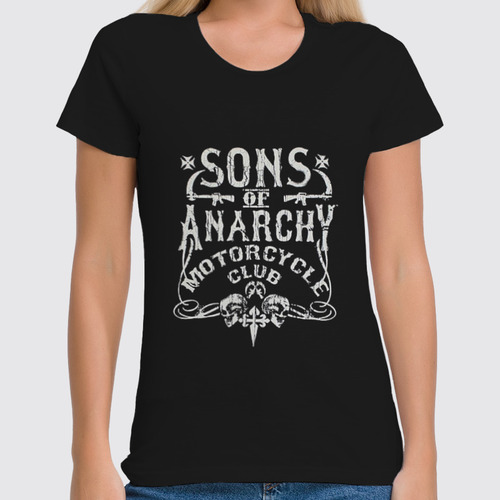 Заказать женскую футболку в Москве. Футболка классическая Sons of Anarchy от scrat29@yandex.ru - готовые дизайны и нанесение принтов.