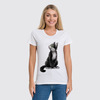 Заказать женскую футболку в Москве. Футболка классическая котик от annet0897 - готовые дизайны и нанесение принтов.