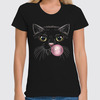 Заказать женскую футболку в Москве. Футболка классическая Чёрная кошка от printik - готовые дизайны и нанесение принтов.