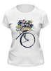 Заказать женскую футболку в Москве. Футболка классическая Велосипед с цветами от mari6akovalenko@gmail.com - готовые дизайны и нанесение принтов.