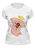 Заказать женскую футболку в Москве. Футболка классическая Ангел с цветком от Ordwen - готовые дизайны и нанесение принтов.