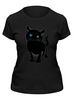 Заказать женскую футболку в Москве. Футболка классическая Чёрный котёнок. от lissaart@yandex.ru - готовые дизайны и нанесение принтов.