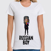 Заказать женскую футболку в Москве. Футболка классическая RUSSIAN BOY от Алексей - готовые дизайны и нанесение принтов.
