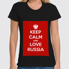 Заказать женскую футболку в Москве. Футболка классическая KEEP CALM AND LOVE RUSSIA от Design Ministry - готовые дизайны и нанесение принтов.