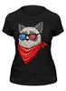Заказать женскую футболку в Москве. Футболка классическая Угрюмый кот от printik - готовые дизайны и нанесение принтов.