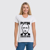 Заказать женскую футболку в Москве. Футболка классическая Putin Polite man от Юрий Чингаев - готовые дизайны и нанесение принтов.