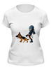 Заказать женскую футболку в Москве. Футболка классическая Коп с собакой от Yaroslava - готовые дизайны и нанесение принтов.
