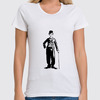 Заказать женскую футболку в Москве. Футболка классическая Чарли Чаплин от yurick555 - готовые дизайны и нанесение принтов.