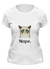 Заказать женскую футболку в Москве. Футболка классическая Сердитый котик / Grumpy Cat (Пиксельный) от defann - готовые дизайны и нанесение принтов.