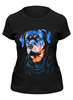 Заказать женскую футболку в Москве. Футболка классическая собака на черном бархате от Kris Leov - готовые дизайны и нанесение принтов.