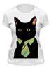 Заказать женскую футболку в Москве. Футболка классическая Деловой кот от karbafoss - готовые дизайны и нанесение принтов.