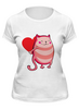 Заказать женскую футболку в Москве. Футболка классическая Кошечка с сердцем от austmus - готовые дизайны и нанесение принтов.