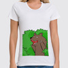 Заказать женскую футболку в Москве. Футболка классическая Медведь из кустов от karbafoss - готовые дизайны и нанесение принтов.