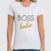 Заказать женскую футболку в Москве. Футболка классическая Boss babe от liza-shatoper@mail.ru - готовые дизайны и нанесение принтов.