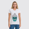 Заказать женскую футболку в Москве. Футболка классическая Hipster skull от zen4@bk.ru - готовые дизайны и нанесение принтов.