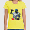 Заказать женскую футболку в Москве. Футболка классическая Зомби Спорт - Я люблю Спорт от iZOMBIE - готовые дизайны и нанесение принтов.