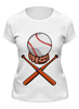 Заказать женскую футболку в Москве. Футболка классическая Биты и мяч (бейсбол) от trugift - готовые дизайны и нанесение принтов.