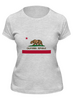Заказать женскую футболку в Москве. Футболка классическая Калифорния флаг от akimakimych - готовые дизайны и нанесение принтов.