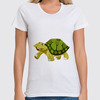 Заказать женскую футболку в Москве. Футболка классическая черепаха новый год от nadegda - готовые дизайны и нанесение принтов.