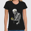 Заказать женскую футболку в Москве. Футболка классическая Скелет с плеером от printik - готовые дизайны и нанесение принтов.