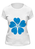 Заказать женскую футболку в Москве. Футболка классическая голубой цветок от nikol - готовые дизайны и нанесение принтов.