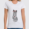 Заказать женскую футболку в Москве. Футболка классическая Gansta cat от sashadasha - готовые дизайны и нанесение принтов.