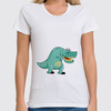Заказать женскую футболку в Москве. Футболка классическая Забавный  динозавр от Amerikanka - готовые дизайны и нанесение принтов.