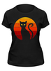Заказать женскую футболку в Москве. Футболка классическая Черный кот от printik - готовые дизайны и нанесение принтов.