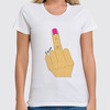Заказать женскую футболку в Москве. Футболка классическая Палец с маникюром от nikagyjf@gmail.com - готовые дизайны и нанесение принтов.