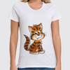 Заказать женскую футболку в Москве. Футболка классическая котенок от nastays - готовые дизайны и нанесение принтов.