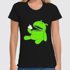 Заказать женскую футболку в Москве. Футболка классическая Android Eats Apple от balden - готовые дизайны и нанесение принтов.