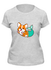 Заказать женскую футболку в Москве. Футболка классическая Корги-рыбка от T-shirt print  - готовые дизайны и нанесение принтов.